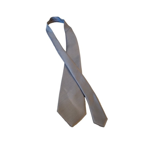 Geoffrey Beene Repp Gray 100% Silk Luxury Men Neck Tie Wedding Business Everyday - Picture 3 of 12